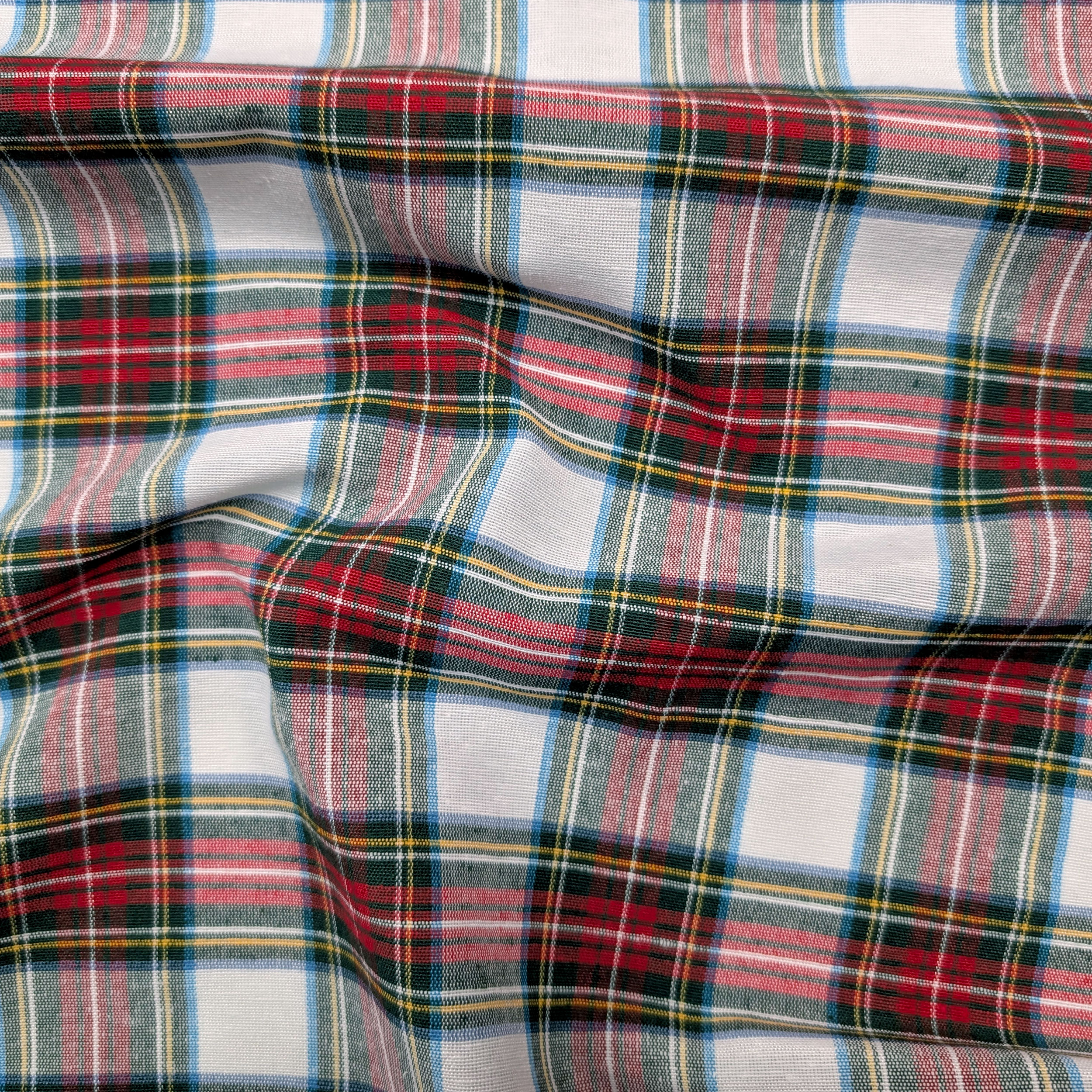 Tessuto Tartan Medio Bianco e Rosso Image