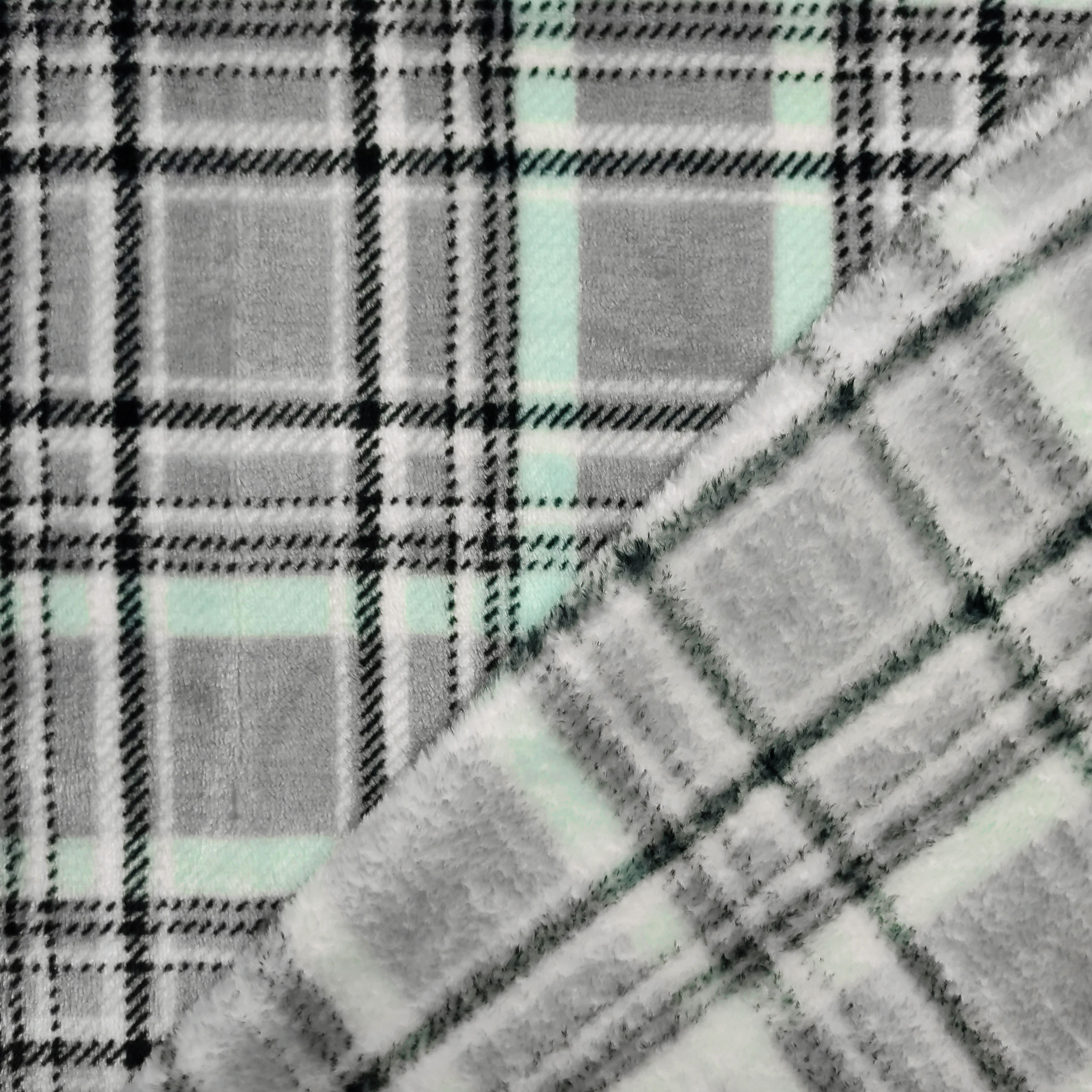 Pile Mano Cachemire Tartan Sfondo Grigio Image