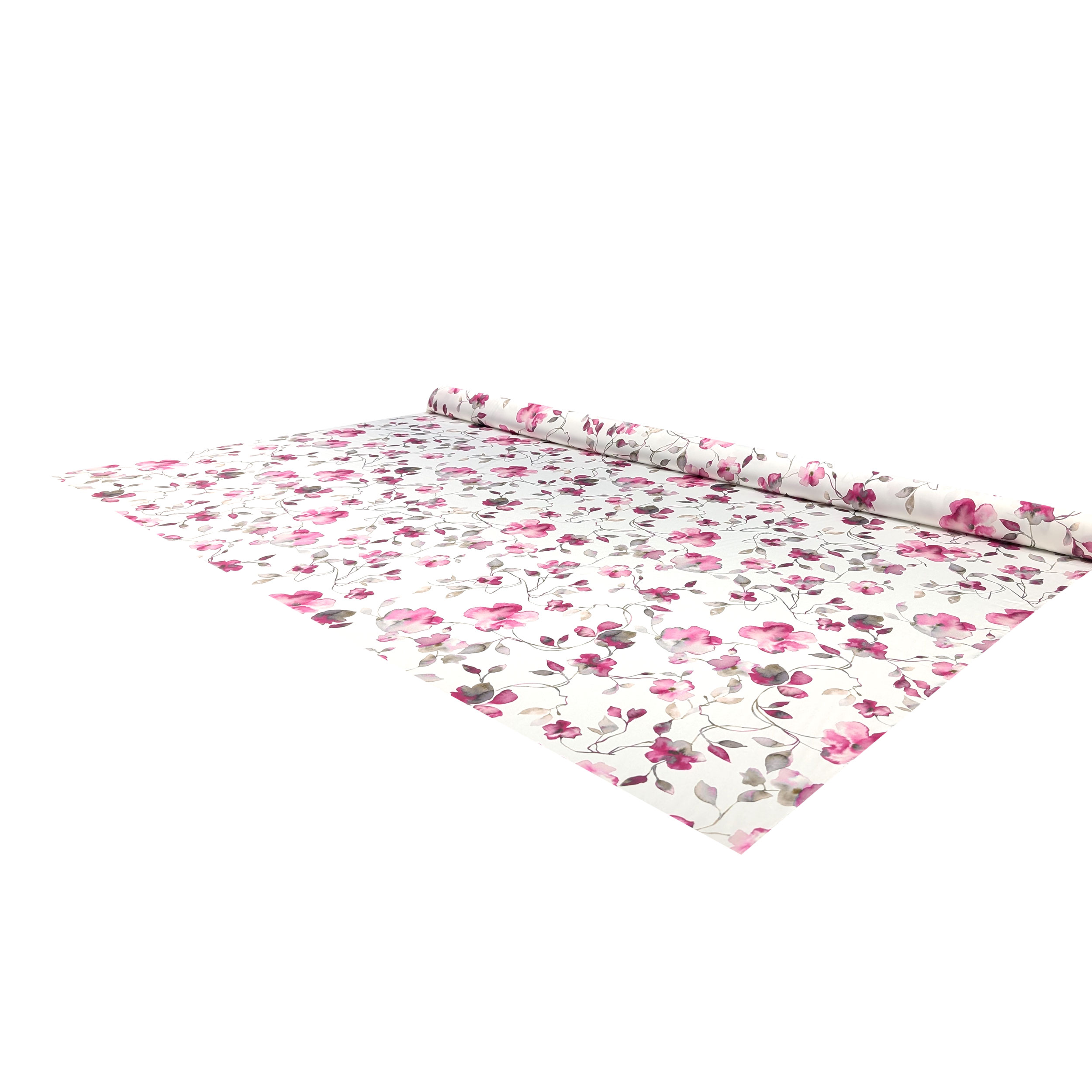 Raso Setato Alta Moda Fiori Acquerellati Fuxia Image