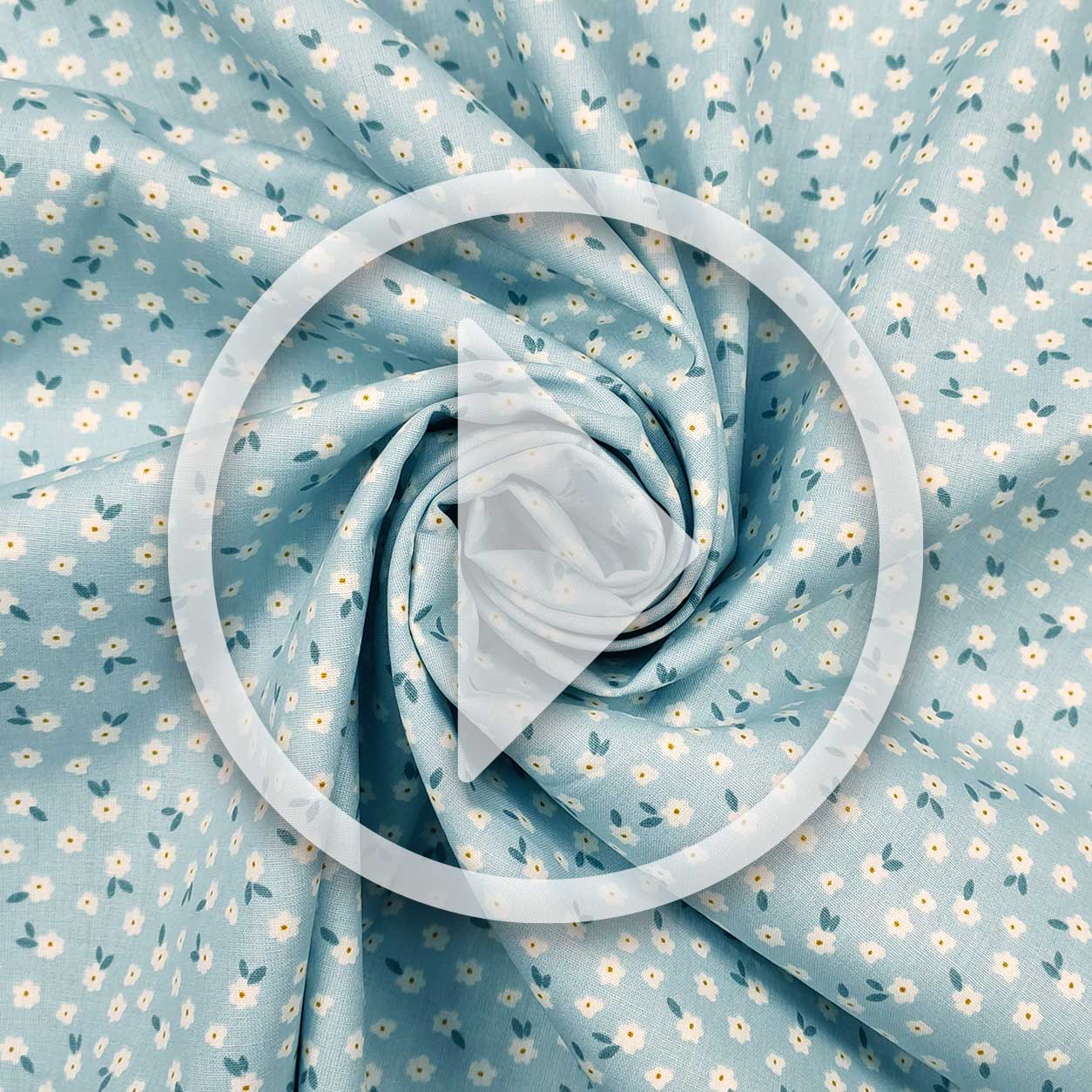 Stoffa in cotone fiorellini sfondo azzurro video