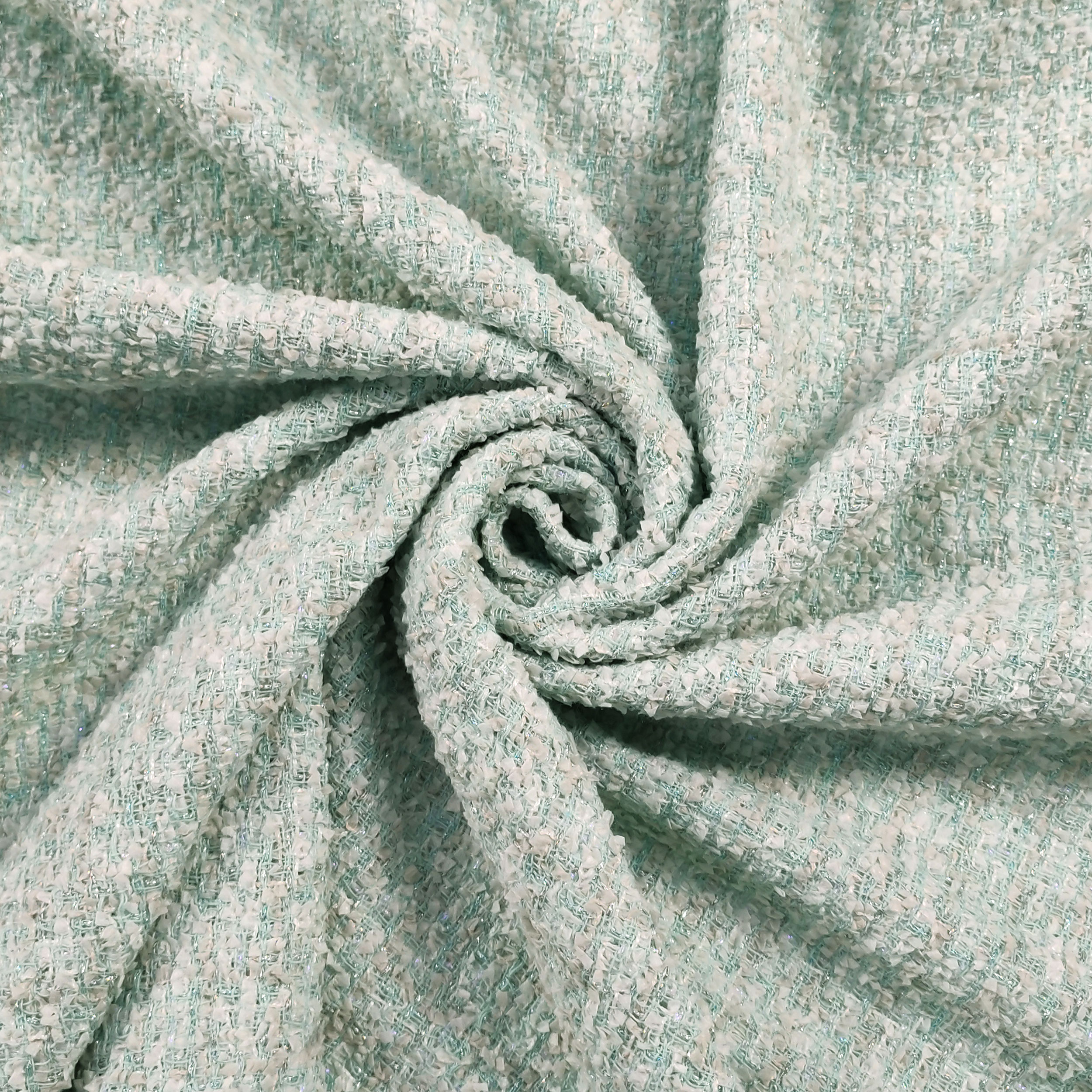 Tweed Alta Moda Verde Acqua Bianco Lurex Image