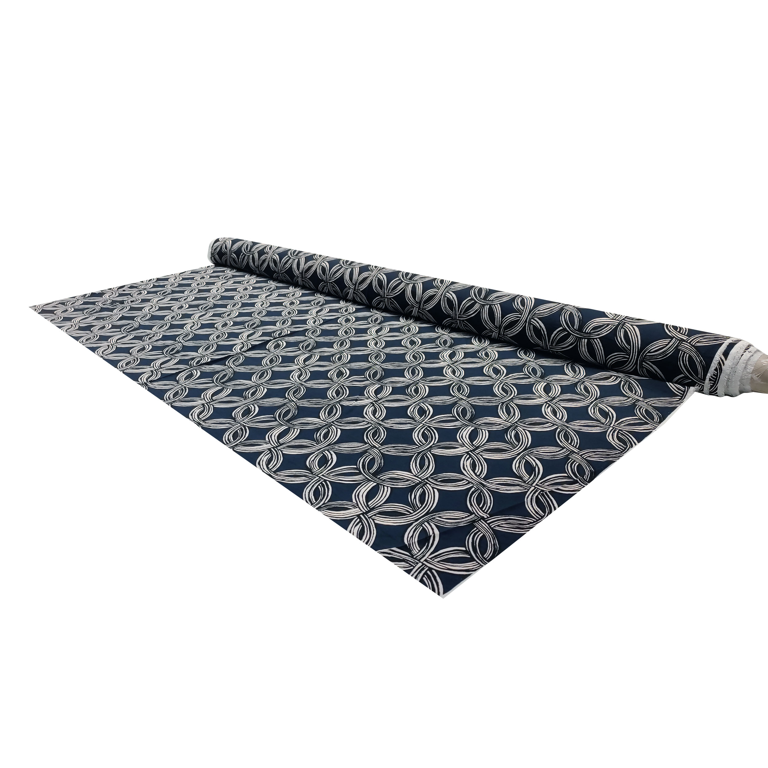 Misto Viscosa Navy con Fantasia Cerchi Intrecciati