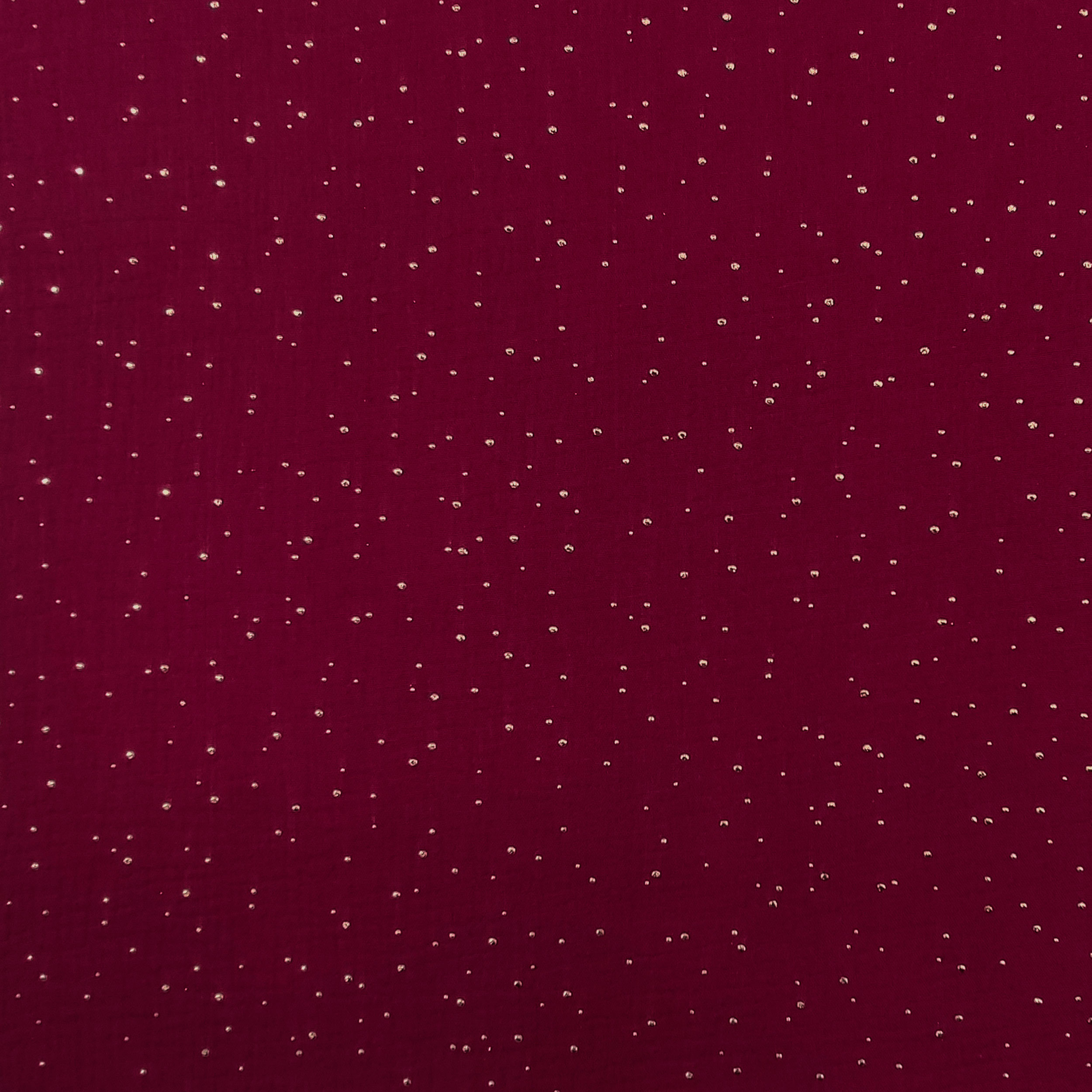 Mussola Cotone Bordeaux con Pois Oro Image