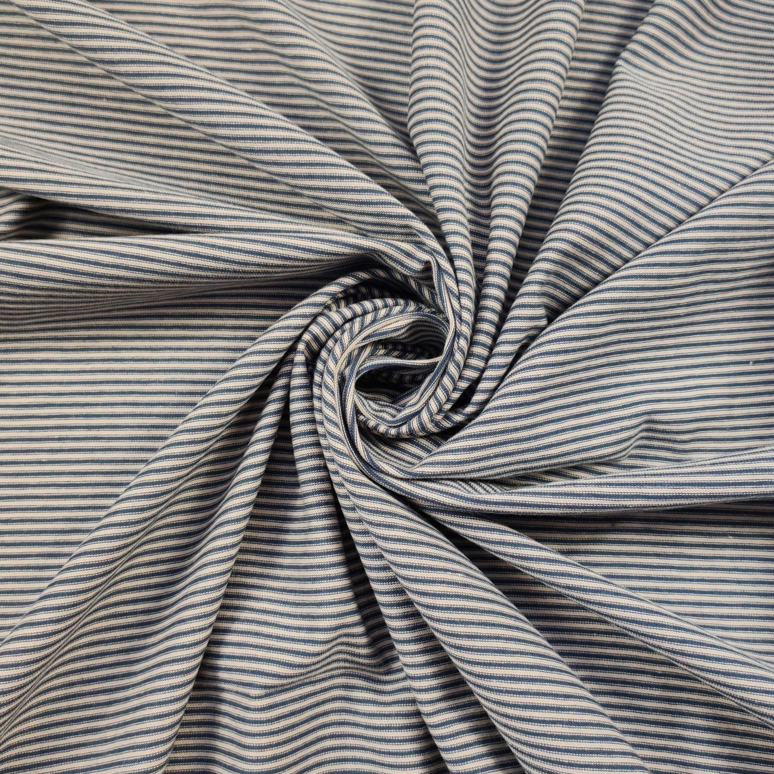 Jersey di Cotone Righe Sottili Blu