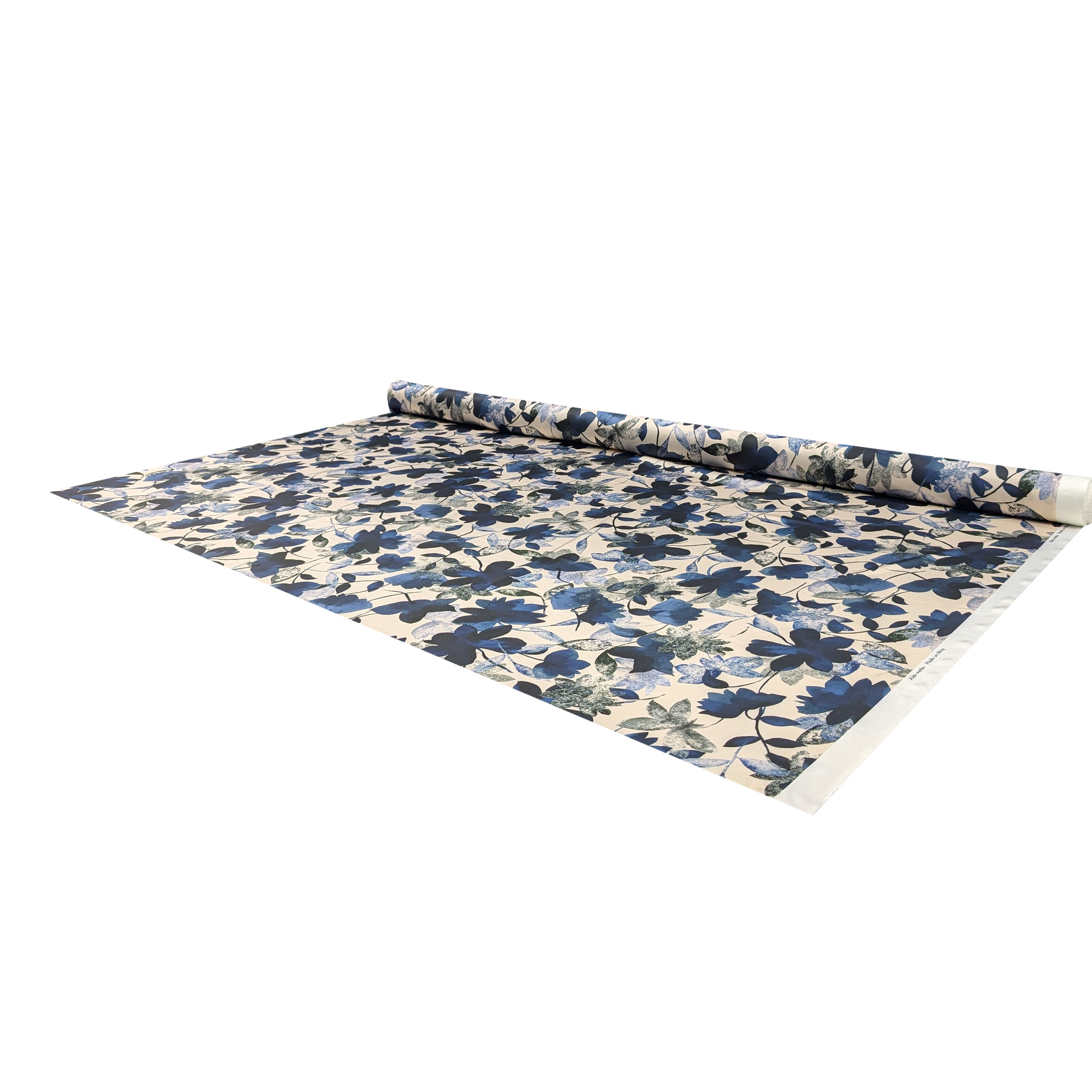 Raso Setato Alta Moda Fiori Blu Image