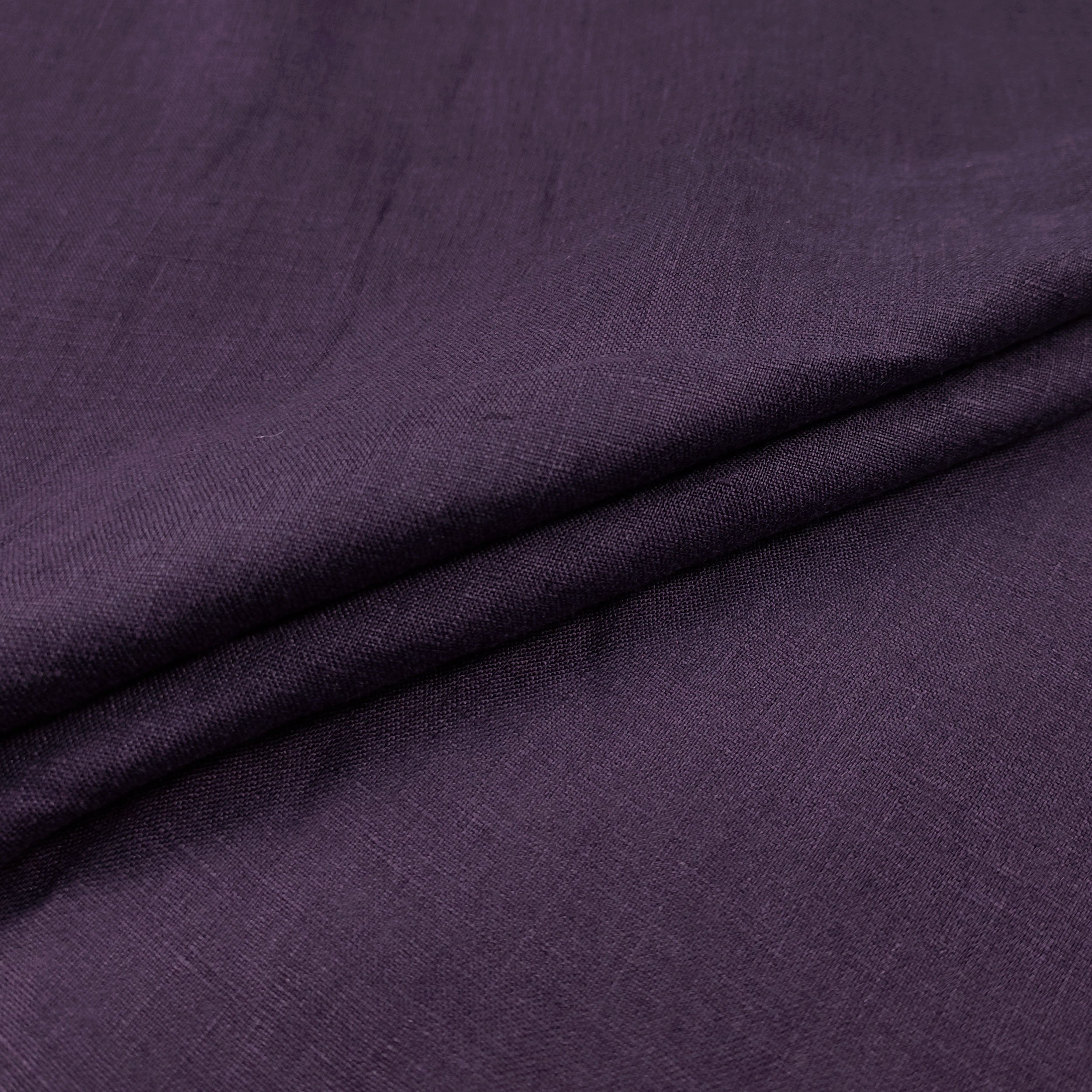 Tessuto Lino Seta Tinta Unita Viola Scuro