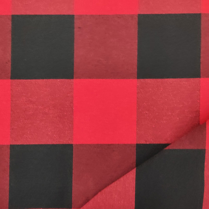 Ritaglio Tessuto Misto Cotone a Quadri Grandi Rosso e Nero 50x140 cm