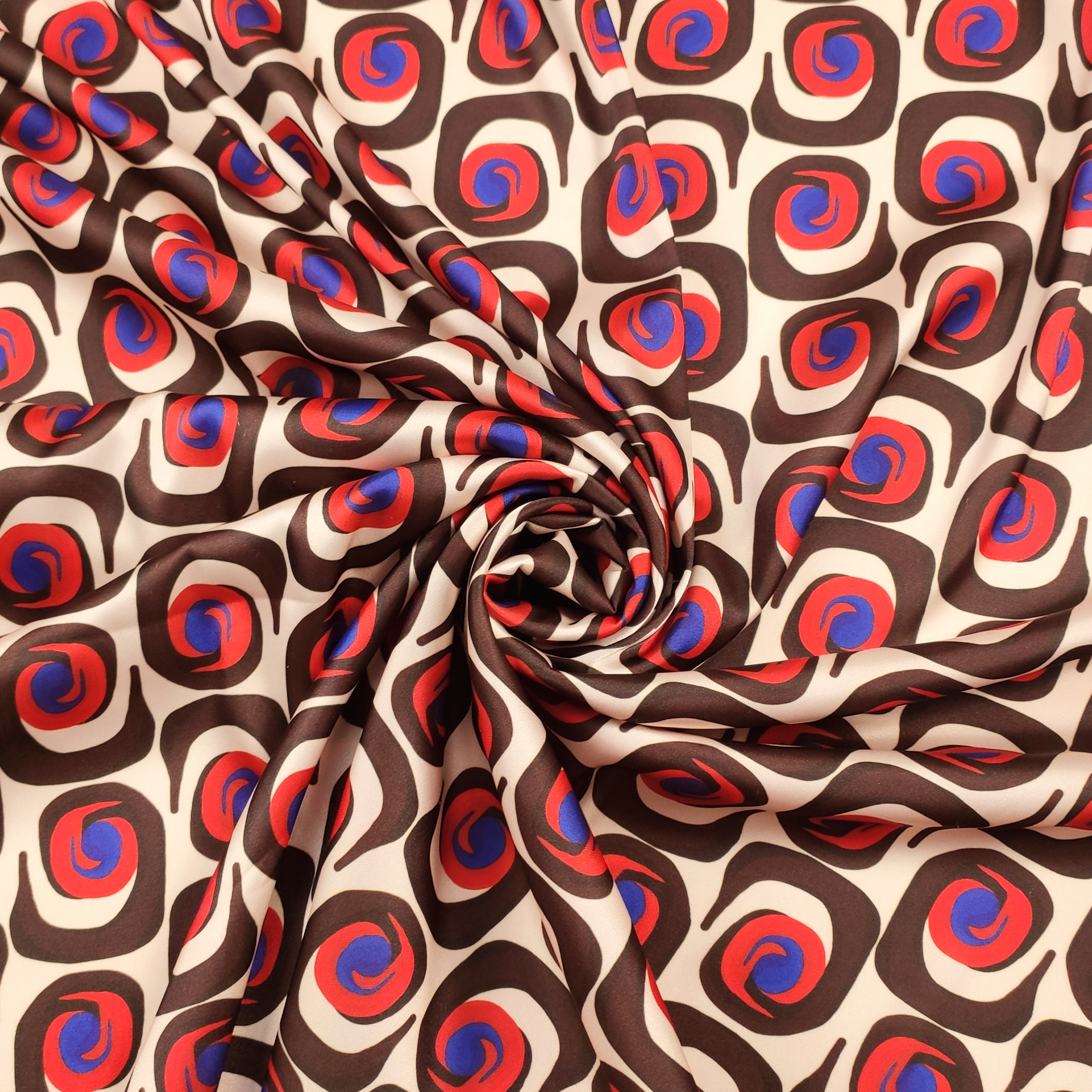 Rasetto Elasticizzato Setato Moda Motivi Astratti Arancio