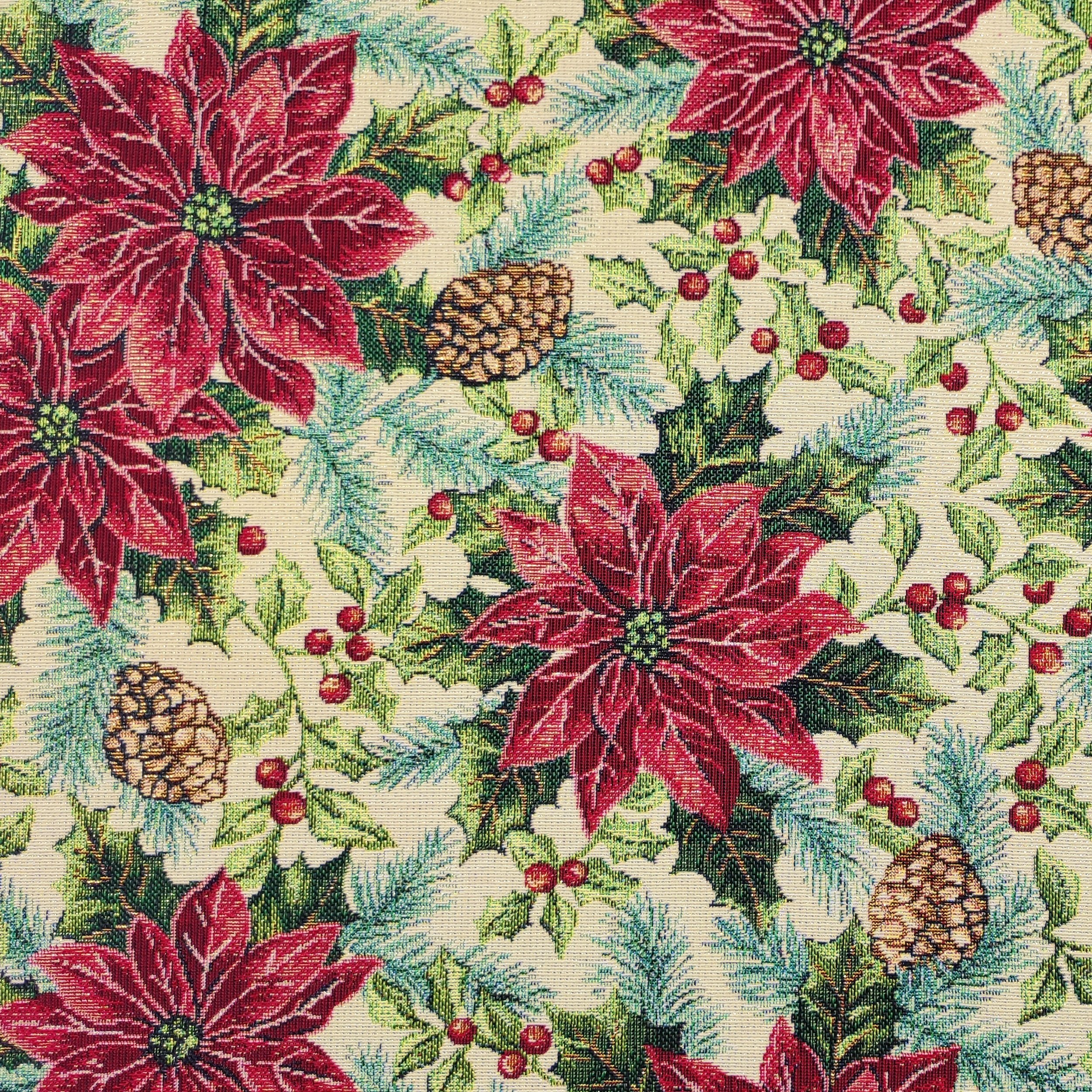 Tessuto Gobelin Stelle di Natale Lurex