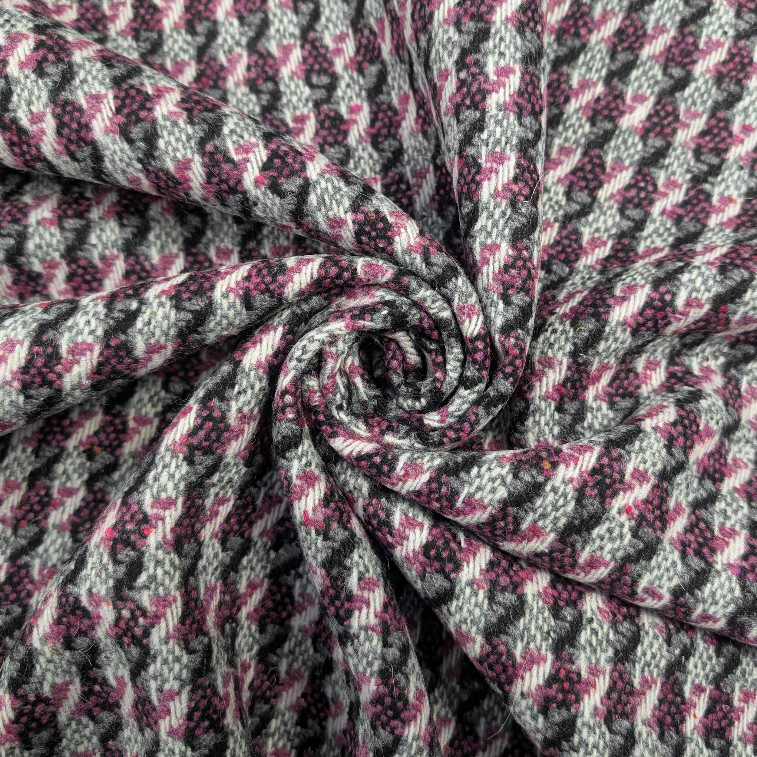 Misto Lana Righe Astratte Rosa e Nero Image