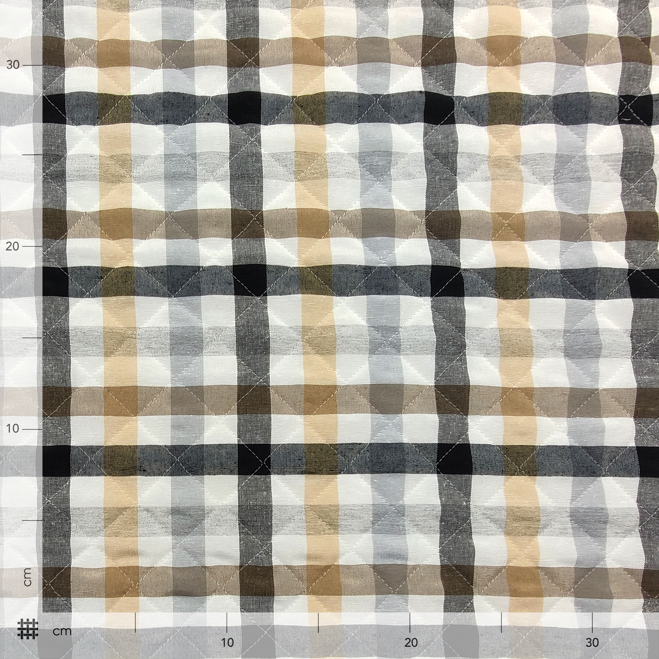 Tessuto Trapuntato Quadretti Grigio Beige