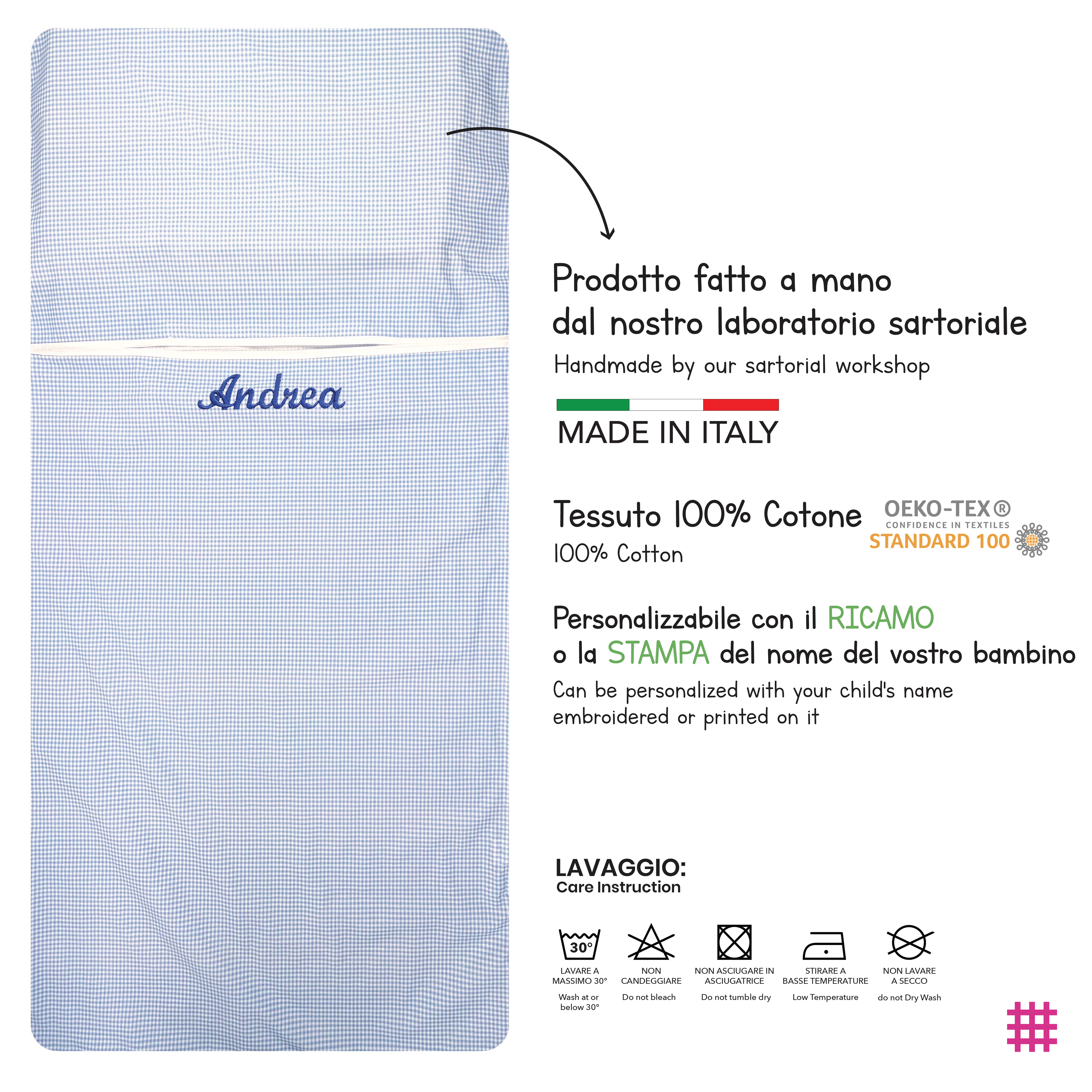 Sacco Nanna Estivo Quadretti Azzurro Image