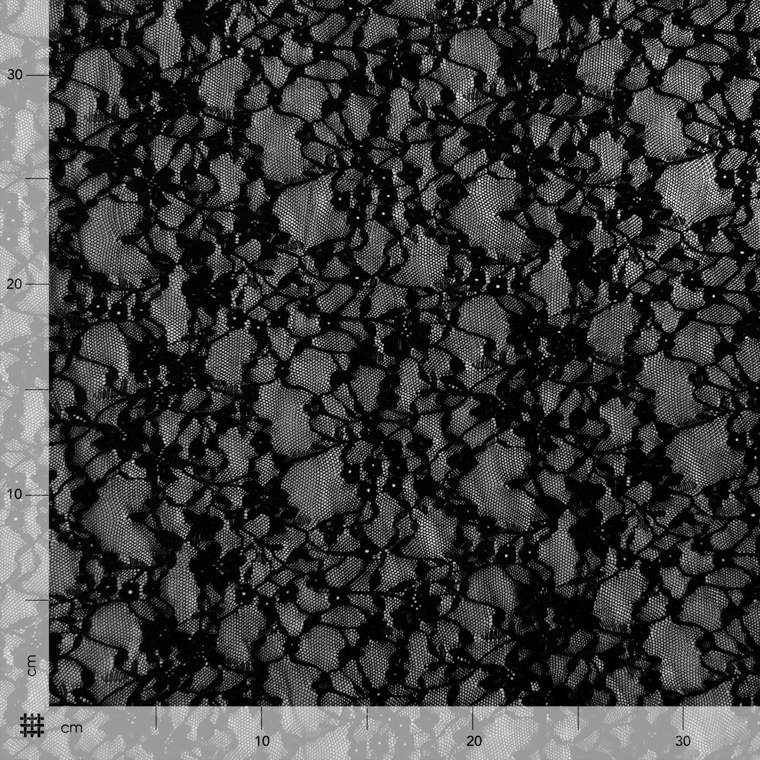 Pizzo Elastico Floreale in Nero