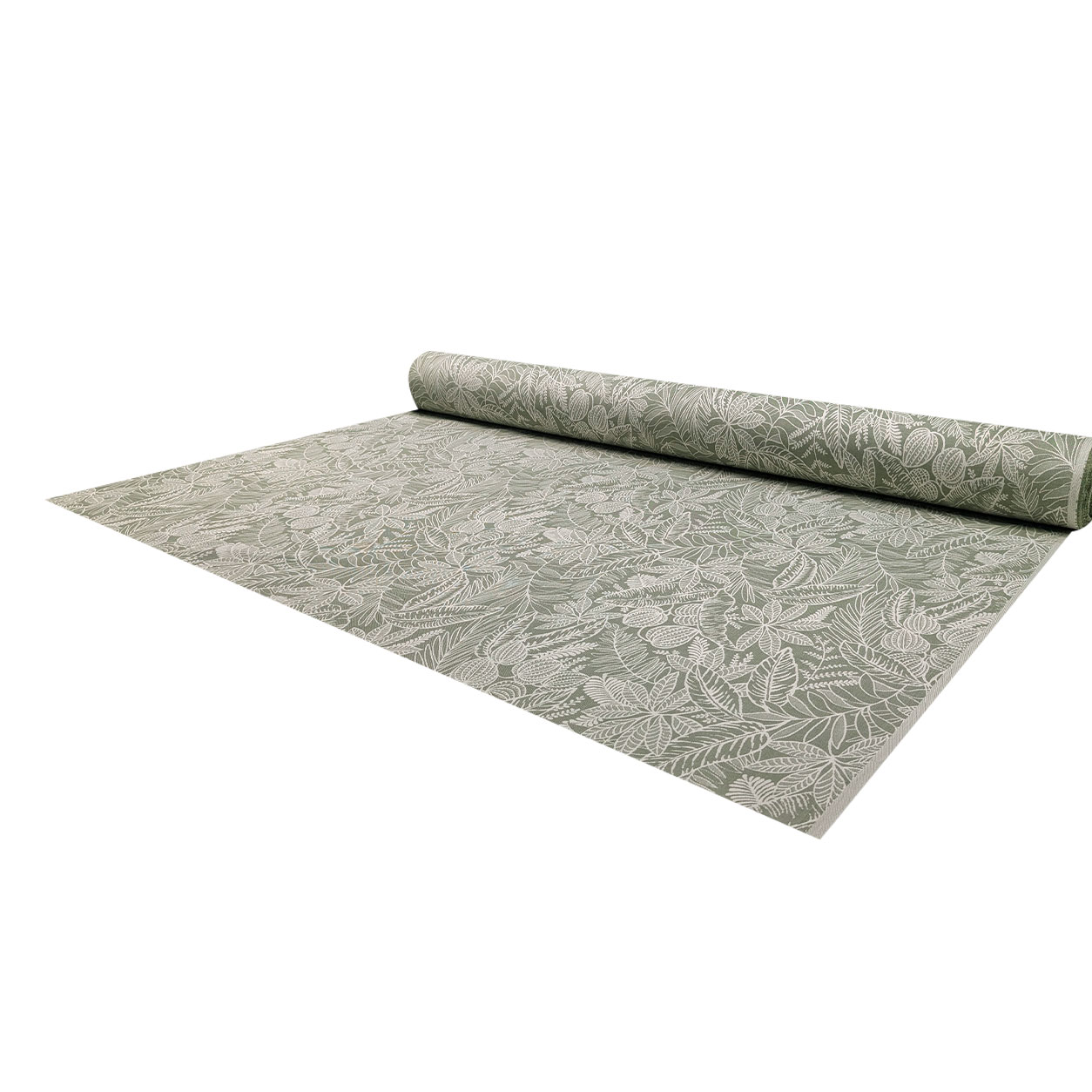 Jacquard Foglie Sfondo Verde H 280 cm Image