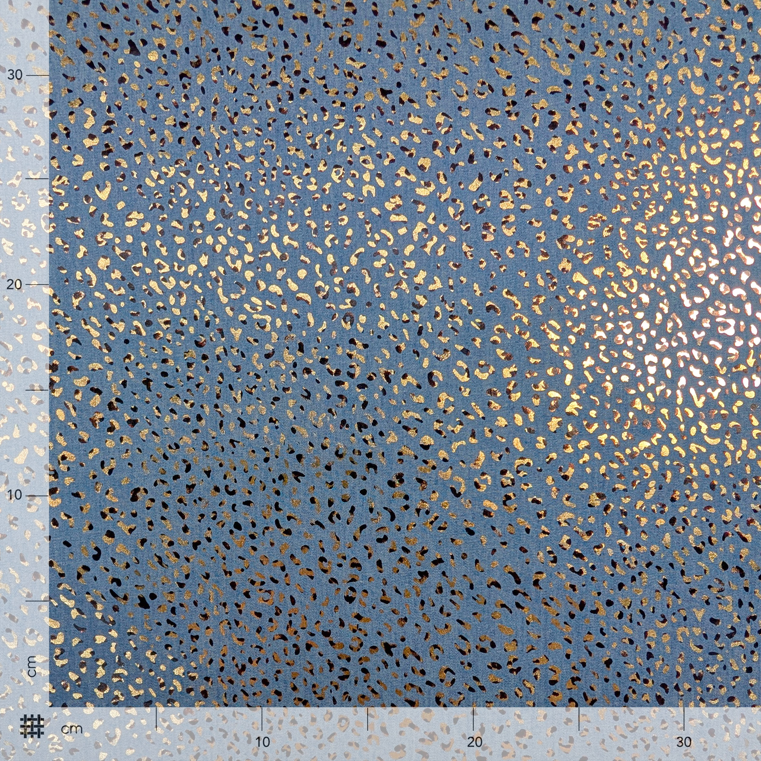 Ritaglio Jeans di Cotone Leopardato Oro 90x148 cm Image
