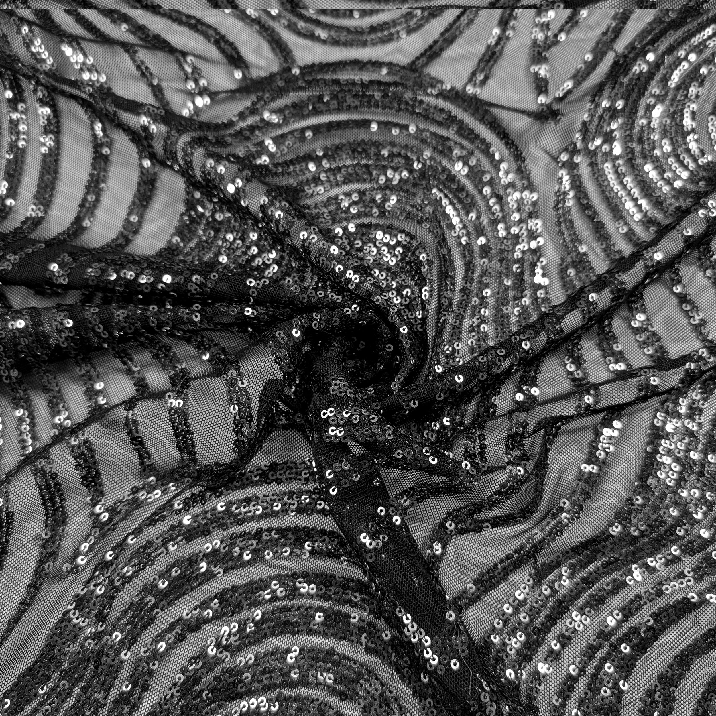 Tulle Nero con Fantasia Paillettes Moda Image