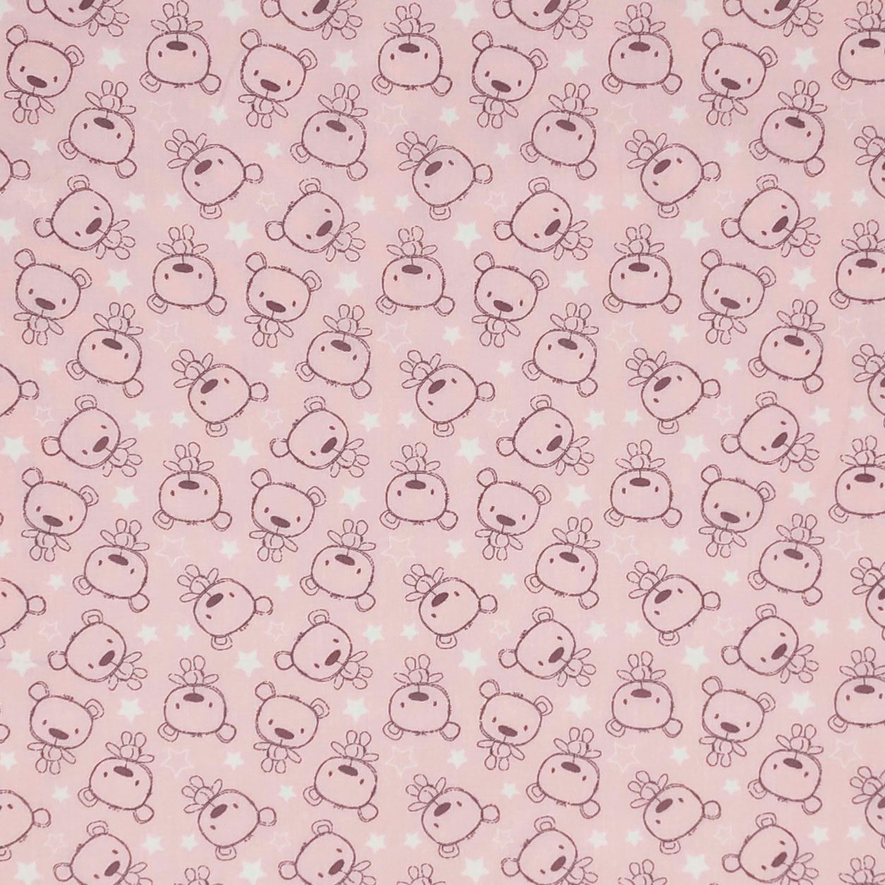 Tessuto Cotone Orsetti Sfondo Rosa