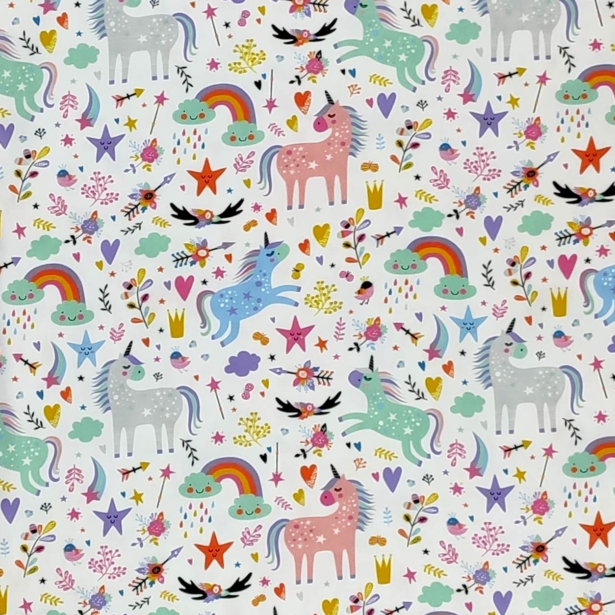 cotone con unicorni colorati